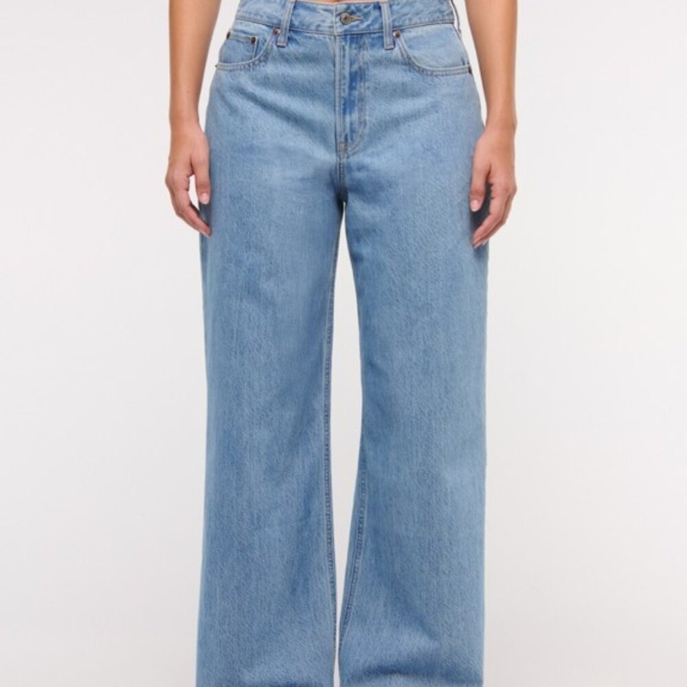 Abercrombie & Fitch Curve Love High Rise Wide Leg Jean